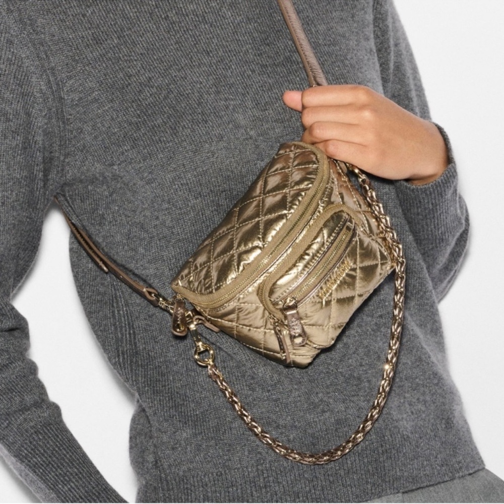 MZ Wallace Metallic Gold Quilted Crossbody Bag